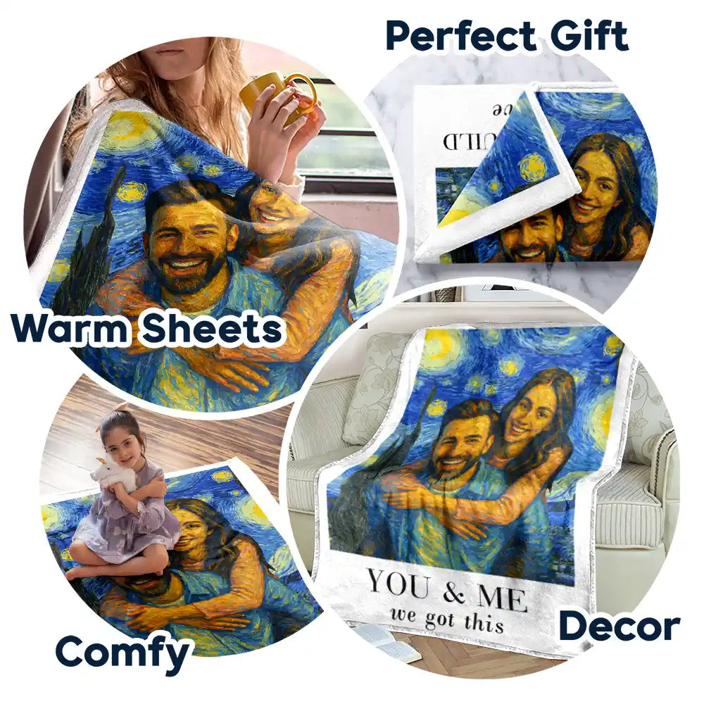 Gift For Couples,Gift For Husband,Gift For Wife,Gift For Boyfriend,Gift For Girlfriend,Love,Custom Photo - Custom Photo You & Me We Got This Under Starry Night - Personalized Fleece Blanket, Sherpa Blanket