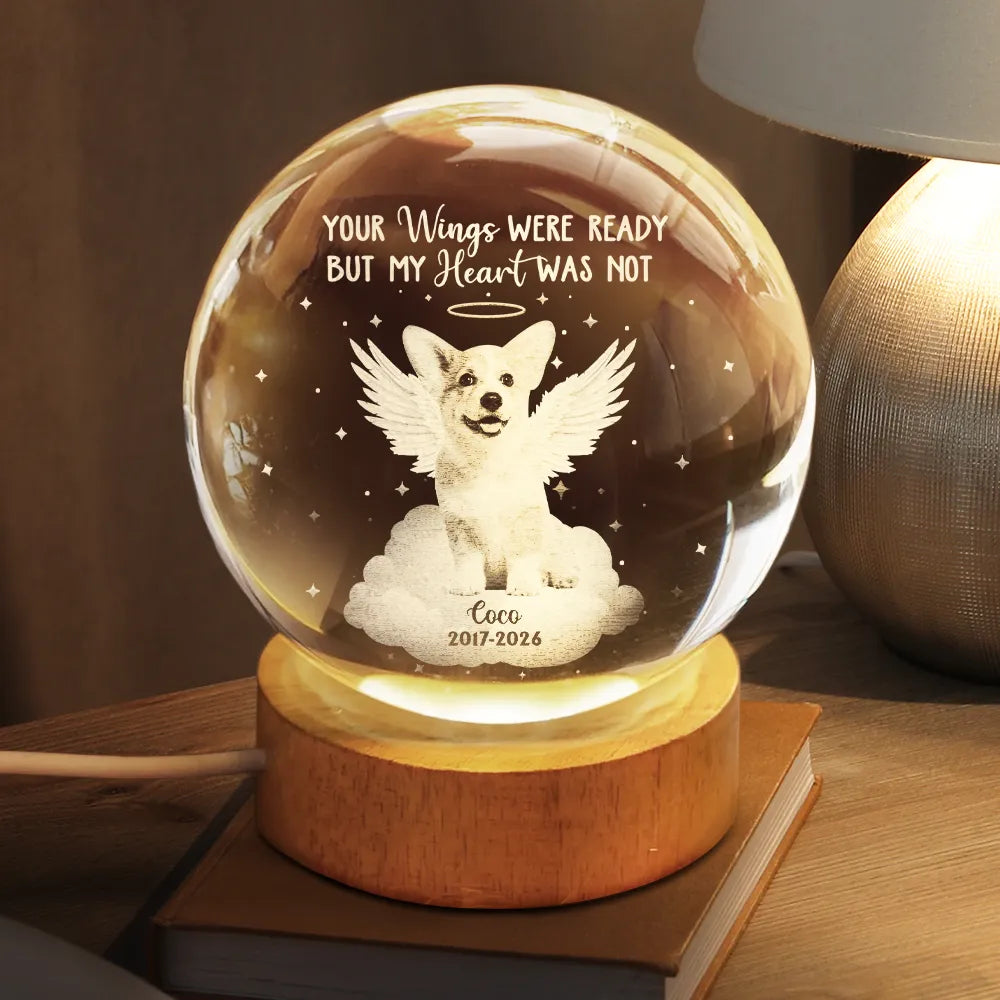 Pet Lovers,Pet Mom,Pet Dad,Dog Lovers,Dog Mom,Dog Dad,Cat Lovers,Cat Mom,Cat Dad,Custom Photo,Memorial,Sad - Custom Photo Your Light Will Always Shine - Personalized Crystal Globe Lamp