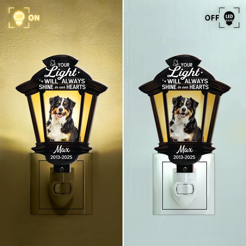 Gift For Yourself,Gift For Women,Gift For Men,Family,Pet Lovers,Dog Lovers,Cat Lovers,Memorial,Sad - Custom Photo Your Light Will Always Shine - Personalized Plug-in Night Light