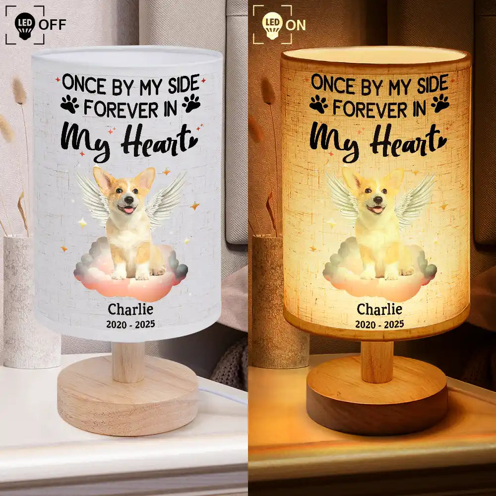 Dog Lovers,Cat Lovers,Pet Lovers,Memorial,Sad - Custom Photo Your Light Will Always Shine In My Heart Dog Cat Memorial - Personalized Fabric Lamp