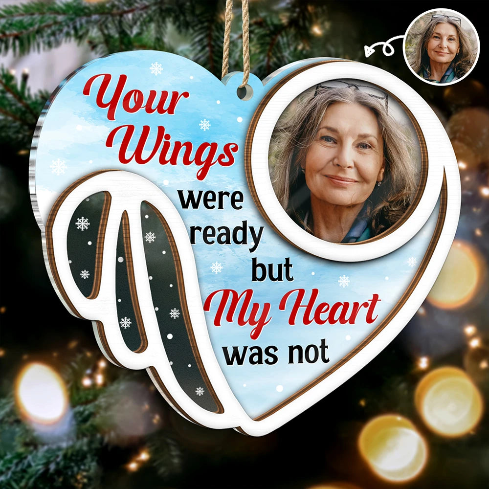 Custom Photo Your Wings Were Ready - Personalized 2-Layered Mix Ornament