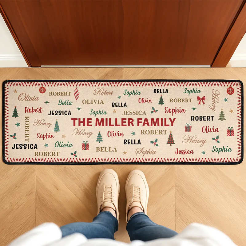 Sentimental,Christmas,Family,Custom Text - Custom Family Names Christmas - Personalized Runner Rug
