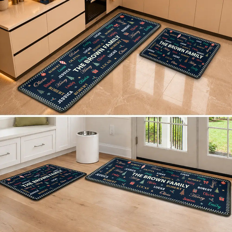 Sentimental,Christmas,Family,Custom Text - Custom Family Names Christmas - Personalized Runner Rug