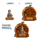 Art Design,Cozy,Reading,Gift For Yourself,Photo - 3D Reading Woman & Man - Custom Photo 3D Book Lover Just A Girl Who Loves Books Pumpkin - Personalized Custom Shaped Wooden Plaque
