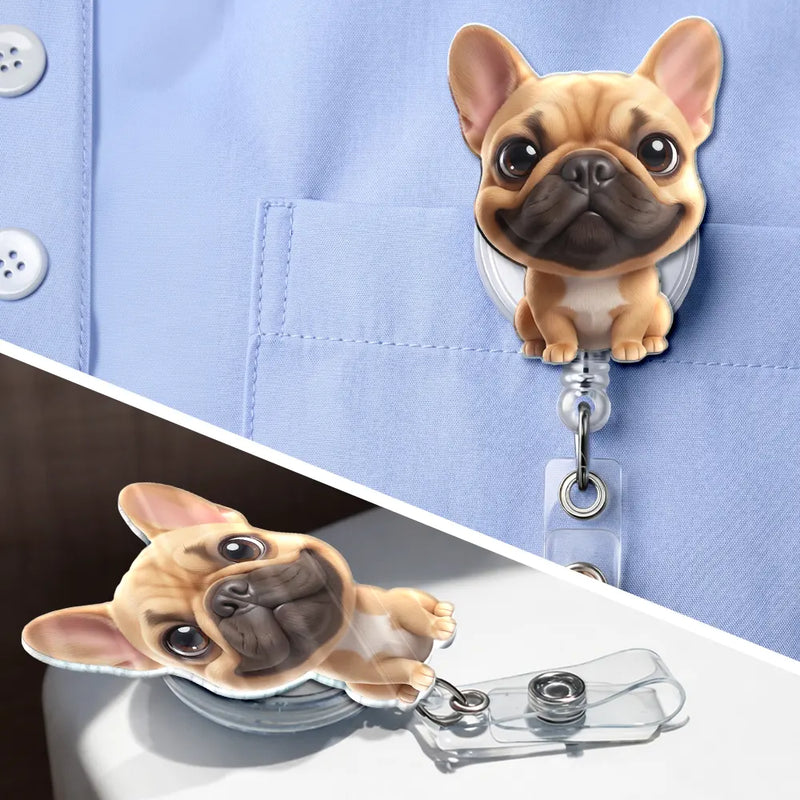 Top Market,Adorable,Art Design,Pet Lovers,Photo - 3D Chibi Adorable Pet - Custom Photo 3D Chibi Pet Dog Cat Adorable - Personalized Badge Reel