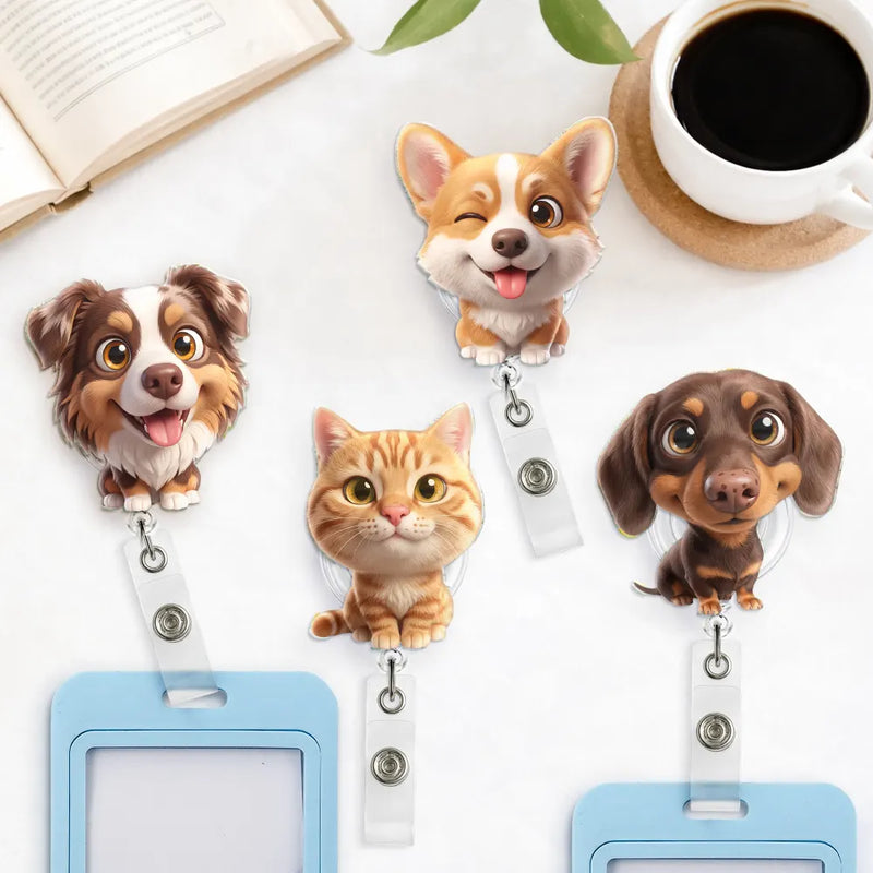 Top Market,Adorable,Art Design,Pet Lovers,Photo - 3D Chibi Adorable Pet - Custom Photo 3D Chibi Pet Dog Cat Adorable - Personalized Badge Reel