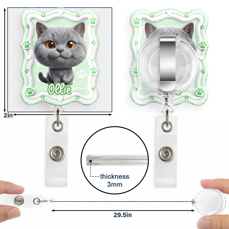 Adorable,Art Design,Pet Lovers,Photo - 3D Chibi Adorable Pet - Custom Photo 3D Chibi Pet Dog Cat Portrait - Personalized Badge Reel