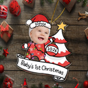 Décoration de Noël personnalisée en acrylique avec photo de bébé 