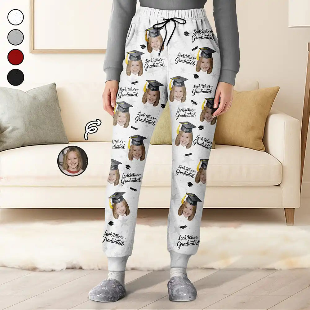 Happy,Graduation,Gift For Yourself,Gift For Men,Gift For Women,Gift For Daughter,Gift For Son,Gift For Sibling,Gift For Sisters,Gift For Brothers,Gift For Bestie,Photo - Custom Photo Childhood Look Who's Graduated - Personalized Pajama Pants