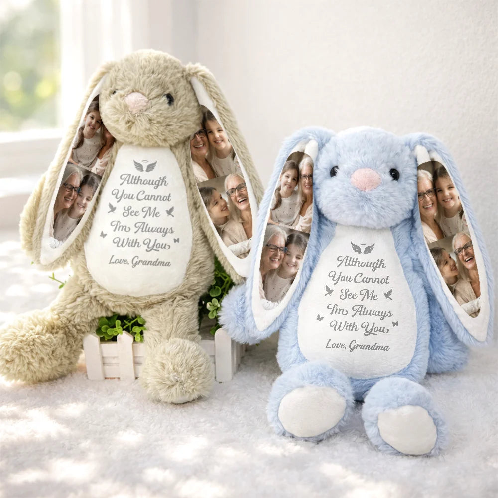 Art Design,Sentimental,Gift For Kids,Memorial,Photo Collage - Custom Photo Cuddle From Heaven Memorial Keepsake - Personalized Soft Toy Bunny
