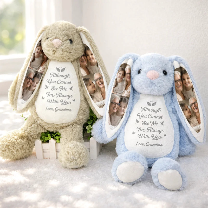 Art Design,Sentimental,Gift For Kids,Memorial,Photo Collage - Custom Photo Cuddle From Heaven Memorial Keepsake - Personalized Soft Toy Bunny