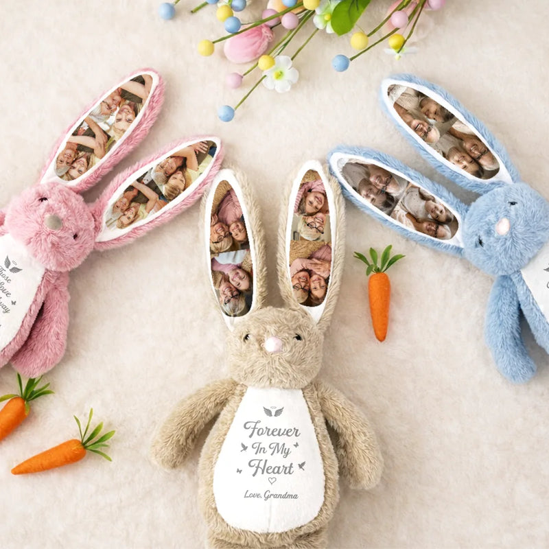 Custom Photo Cuddle From Heaven Memorial Keepsake - Personalized Soft Toy Bunny