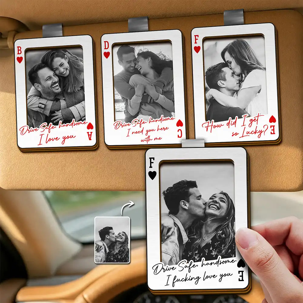 Custom Photo Drive Safe Handsome Playing Card - Personalized Custom Shaped Car Visor Clip