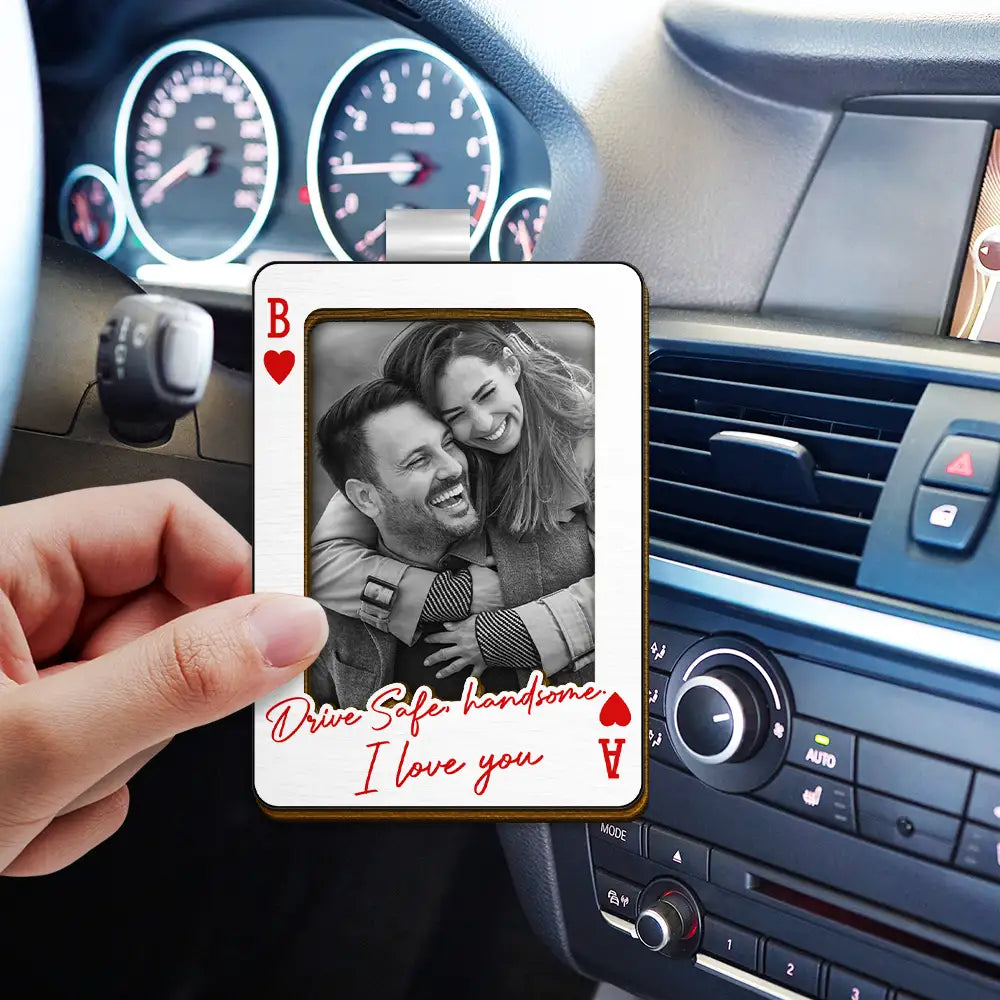 Custom Photo Drive Safe Handsome Playing Card - Personalized Custom Shaped Car Visor Clip