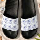 Custom Photo Family Pet Pencil Sketch Toile De Jouy - Personalized Unisex Slides