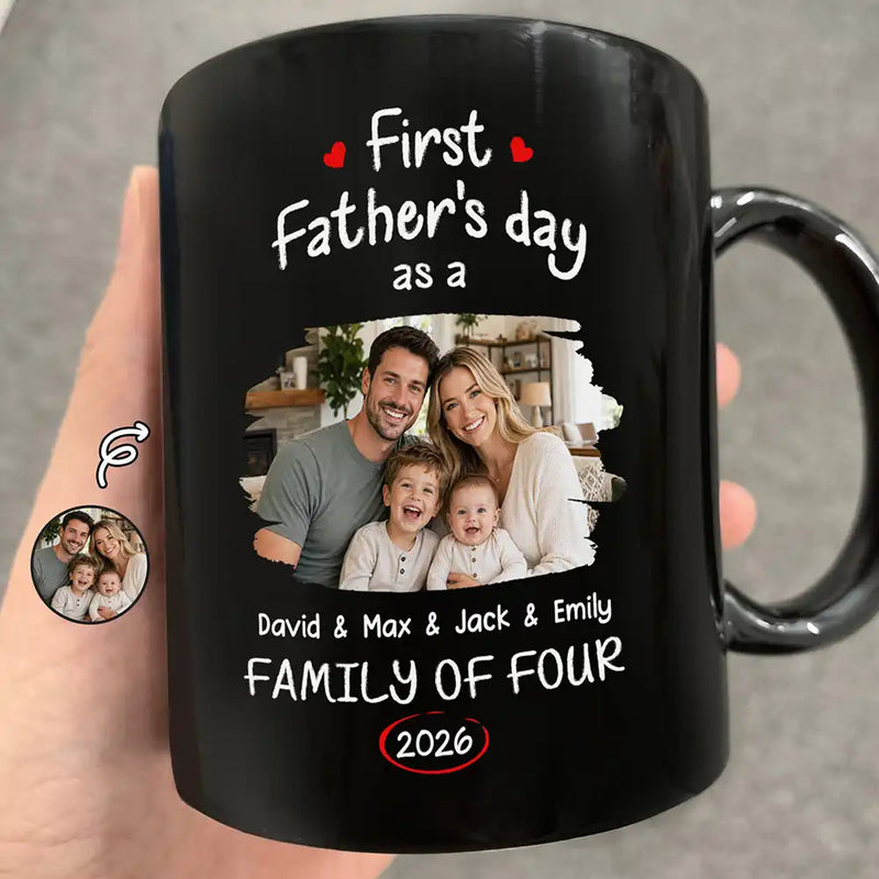 Custom Photo First Time Ever As A Family Of Three - Personalized Mug