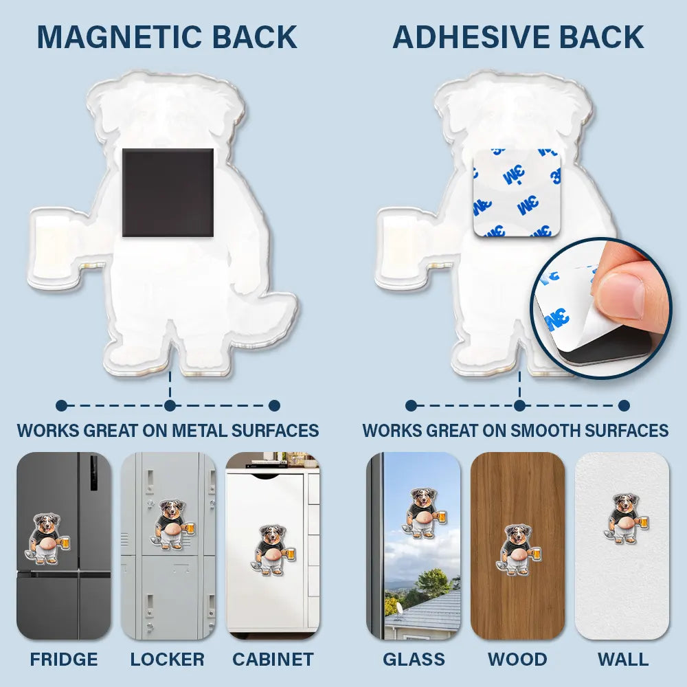 Custom Photo Funny Belly Cat Dog Pet Figure - Personalized Squishy Acrylic Fridge Magnet