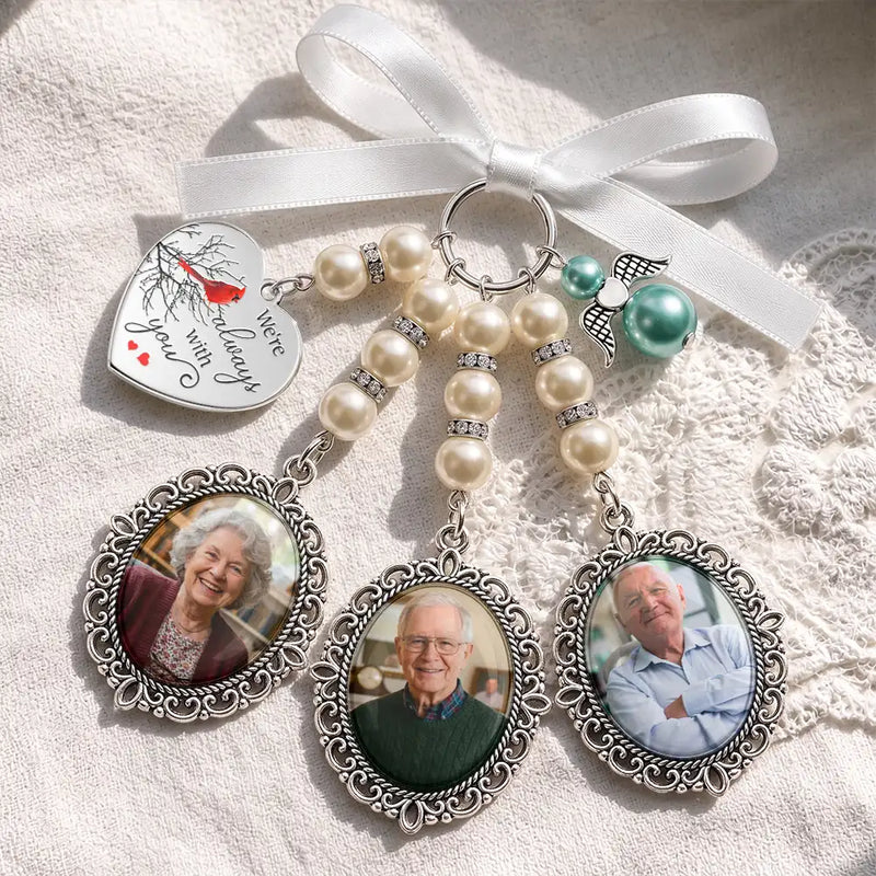 Sentimental,Custom Photo,Family,Wedding,Upload Full Photo - Custom Photo I'm Always With You Cardinal Bird - Personalized Photo Bouquet Charm
