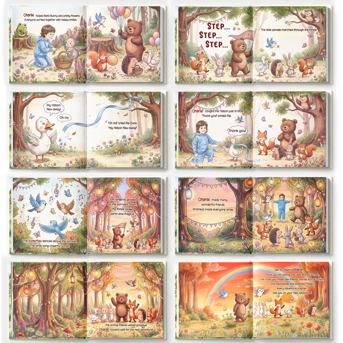 Custom Photo Kid's Adventure Little Animal Parade Colored Sketch - Personalized Story Picture Book