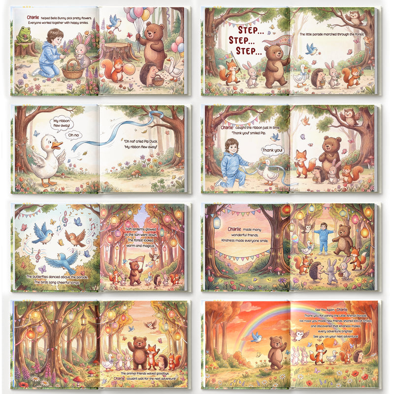 Custom Photo Kid's Adventure Little Animal Parade Colored Sketch - Personalized Story Picture Book