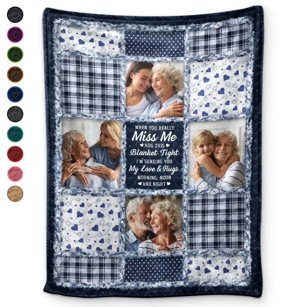 Custom Photo Memorial When You Really Miss Me Hug This Blanket - Personalized Fleece Blanket, Sherpa Blanket