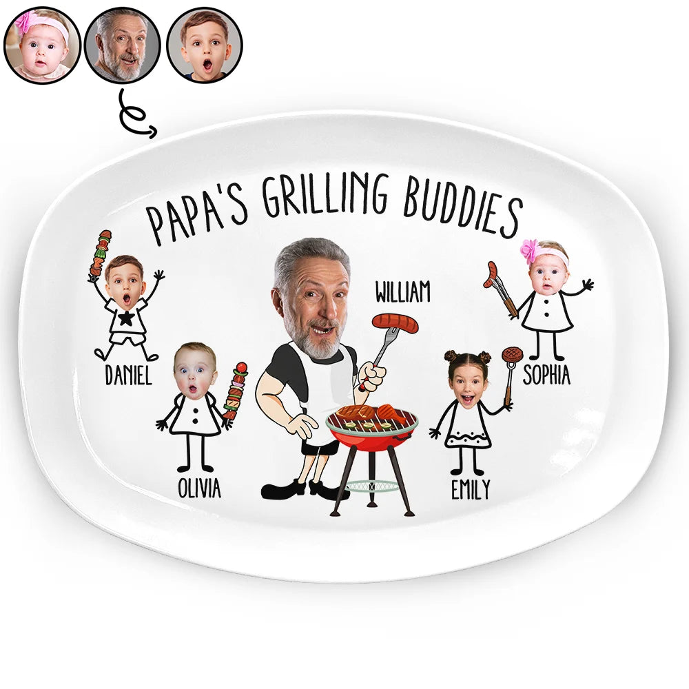 Custom Photo Papa's Grilling Plate - Personalized Plate