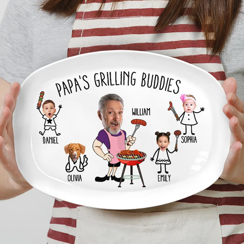 Custom Photo Papa's Grilling Plate - Personalized Plate