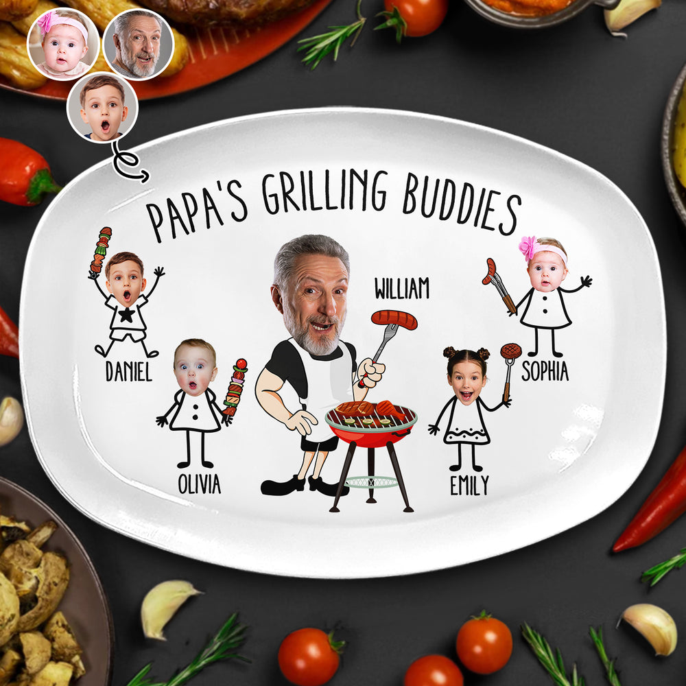 Custom Photo Papa's Grilling Plate - Personalized Plate