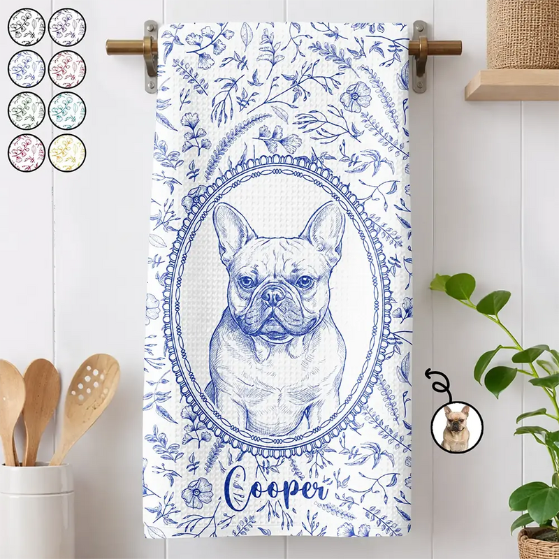 Art Design,Cozy,Pet Lovers,Photo - Pencil Sketch - Remove BG - Custom Photo Pencil Sketch Dog Cat Pet Portrait Toile Remembrance - Personalized Kitchen Towel