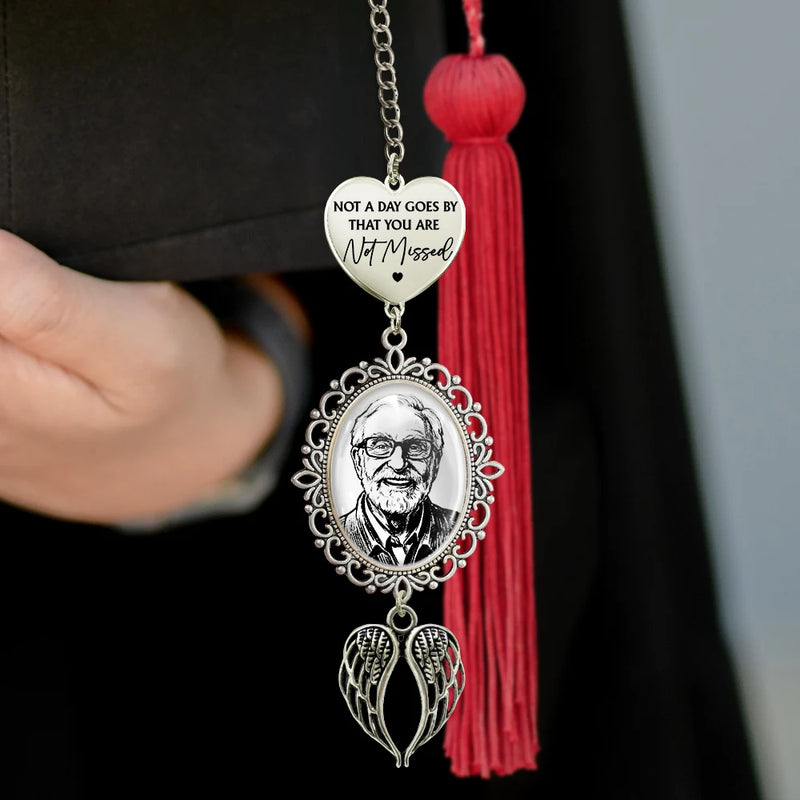 Graduation,Memorial,Gift For Yourself,Gift For Daughter,Gift For Son,Sad - Custom Photo Pencil Sketch Forever Remembered Forever Missed - Personalized Graduation Tassel Charm