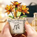 Custom Photo Pencil Sketch The Love Between Mother & Daughter Is Forever - Personalized Glass Flower Plant Pot