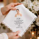 Art Design,Sentimental,Gift For Children,Gift For Daughter,Wedding,Photo - Semi Realistic Portrait,Custom Text - Custom Photo Semi Realistic Portrait Blue Wedding Bride Daughter - Personalized Handkerchief
