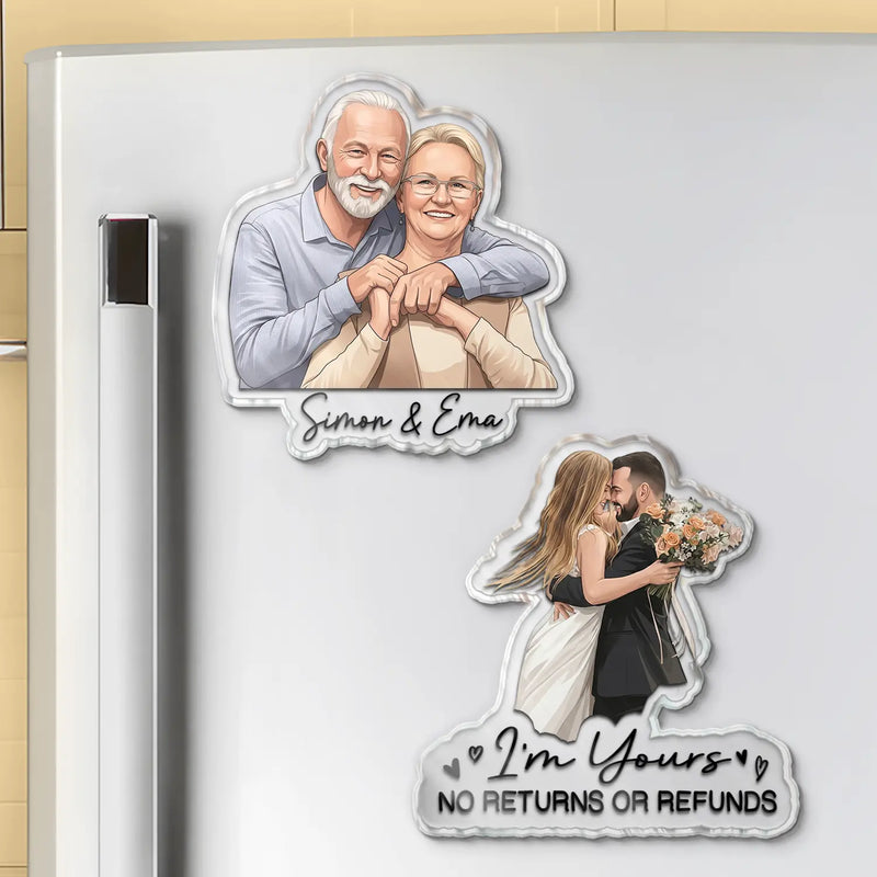 Custom Photo Semi Realistic Portrait Family Couple Pet Lovers Portrait - Personalized Acrylic Magnet