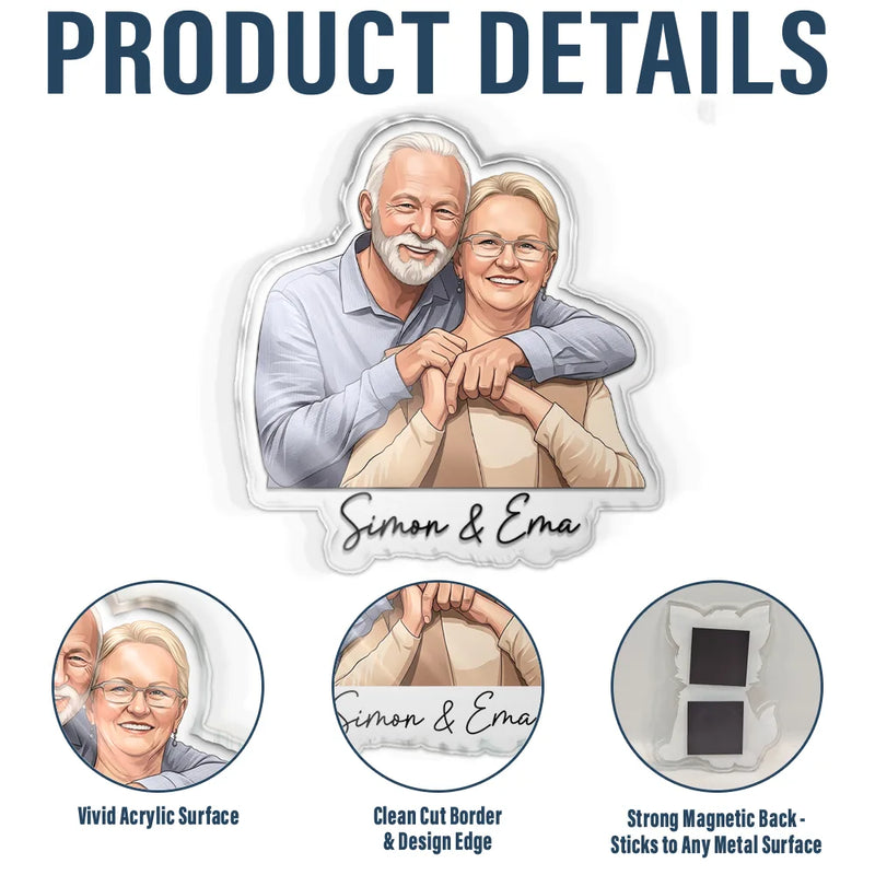 Custom Photo Semi Realistic Portrait Family Couple Pet Lovers Portrait - Personalized Acrylic Magnet