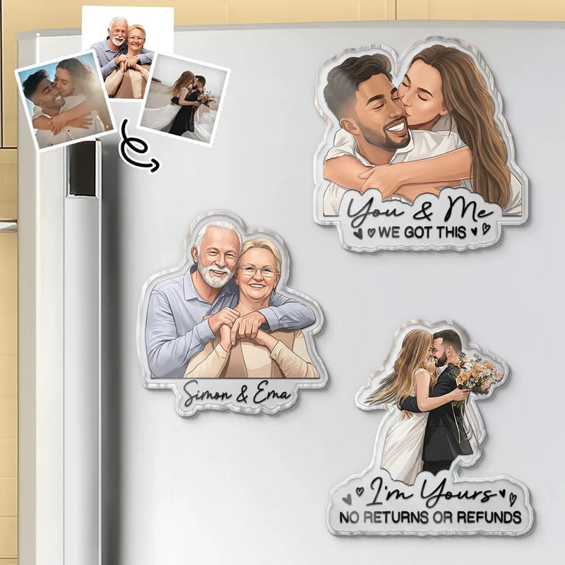 Custom Photo Semi Realistic Portrait Family Couple Pet Lovers Portrait - Personalized Acrylic Magnet