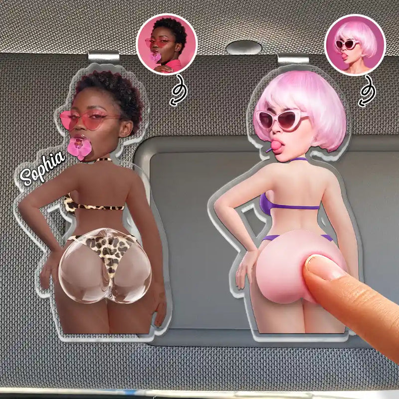 Custom Photo Summer Calling Booty - Personalized Squishy Acrylic Car Visor Clip