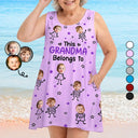 Gift For Grandma,Gift For Mother,Love,Stick Figure,Non-Eng,Photo,Icon - Custom Photo This Grandma Mom Belongs To Kids Pet - Personalized Sleeveless Tank Dress
