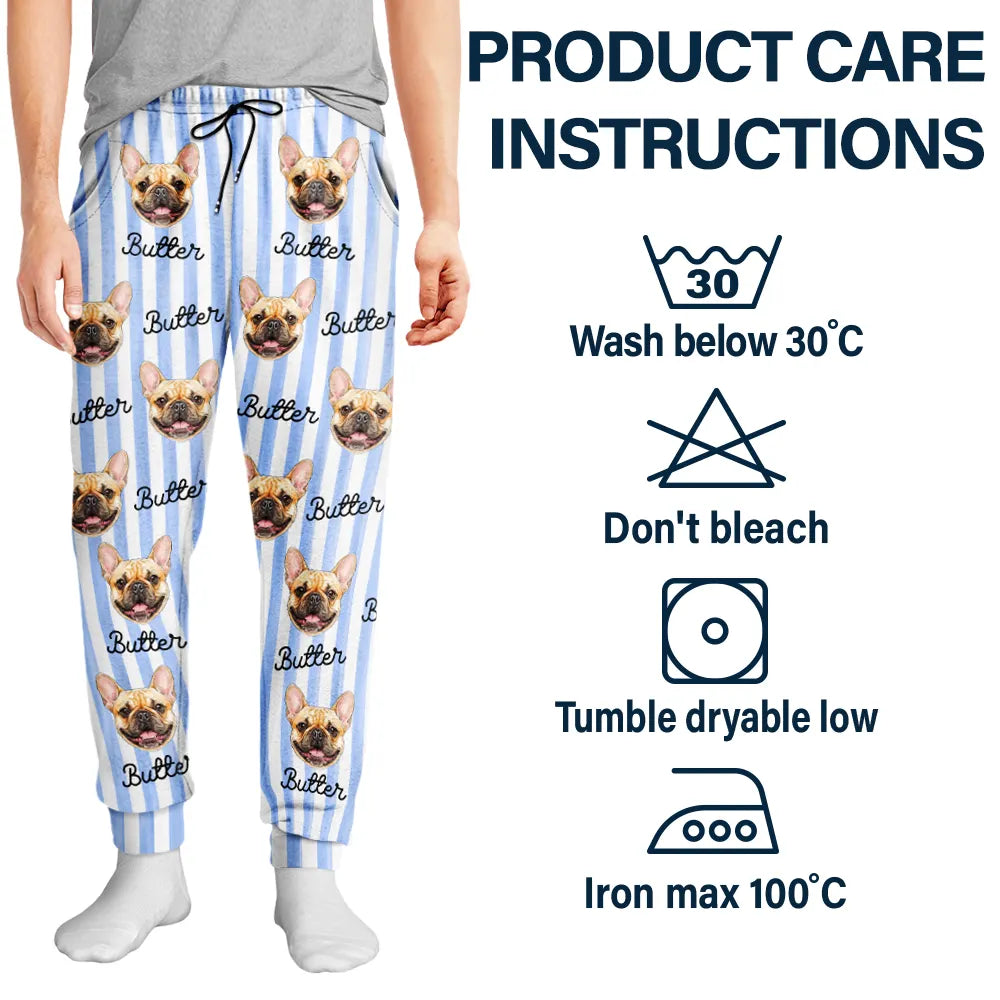 Art Design,Playful,Pet Lovers,Photo - Vivid Watercolor Art - Custom Photo Vivid Watercolor Art Happy Dog Cat Pet Stripe - Personalized Pajama Pants