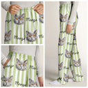 Custom Photo Vivid Watercolor Art Happy Dog Cat Pet Stripe - Personalized Pajama Pants