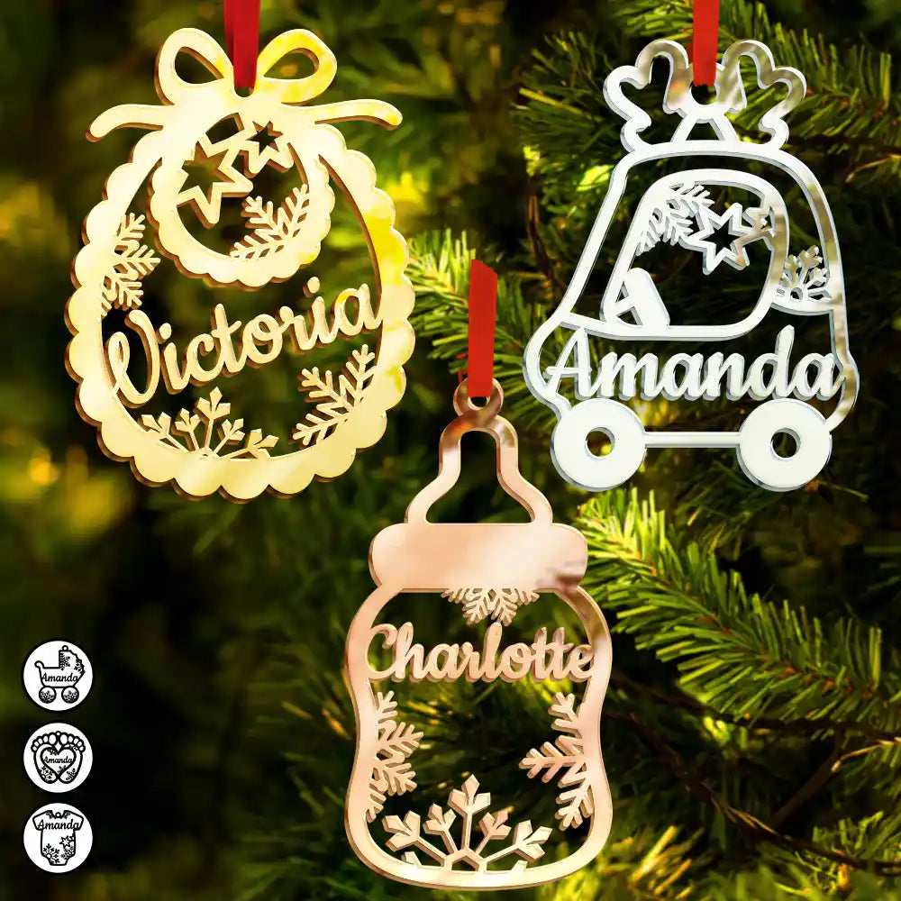 Gift For Kids,Gift For Grandkids,New baby,Christmas,Love - Cute Christmas Ornament For Kid Baby - Personalized DIY Mirror Acrylic Ornament