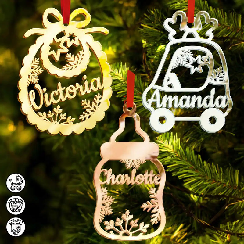 Gift For Kids,Gift For Grandkids,New baby,Christmas,Love - Cute Christmas Ornament For Kid Baby - Personalized DIY Mirror Acrylic Ornament