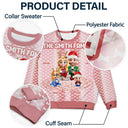 Gift For Couples, Parents, Family, Christmas, Happy - Cute Couple With Kids And Dogs Crochet Stripe Effect - Personalized Unisex Ugly Sweater