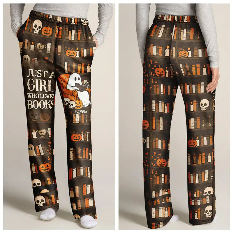Reading, Gift For Yourself, Gift For Women, Happy - Cute Ghost Just A Girl Who Loves Books - Personalized Pajama Pants