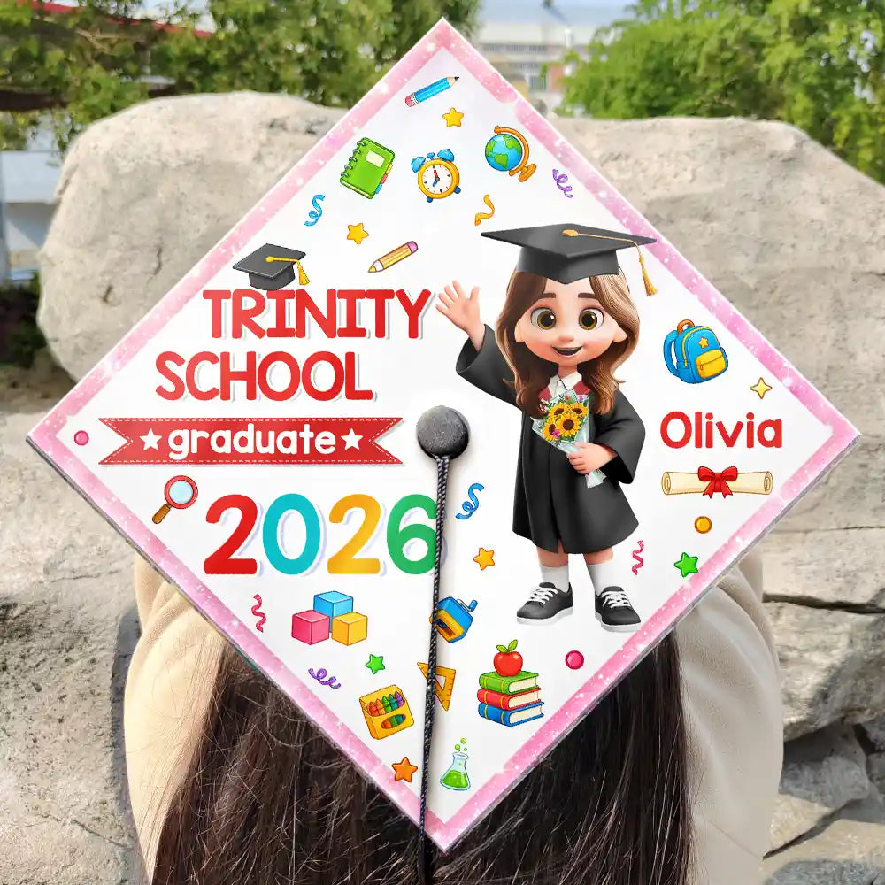 Graduation,Gift For Grandkids,Gift For Kids,Happy - Cute Graduation Kid Kindergarten Preschool - Personalized Graduation Cap Topper