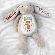 Graduation,Gift For Grandkids,Gift For Kids,Happy,Vector - Cute Graduation Kid Kindergarten Preschool - Personalized Soft Toy Bunny