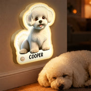 Pet Lovers,Playful,Vector - Cute 3D Effect Dog And Cat With Name - Personalized Motion Sensor Night Light