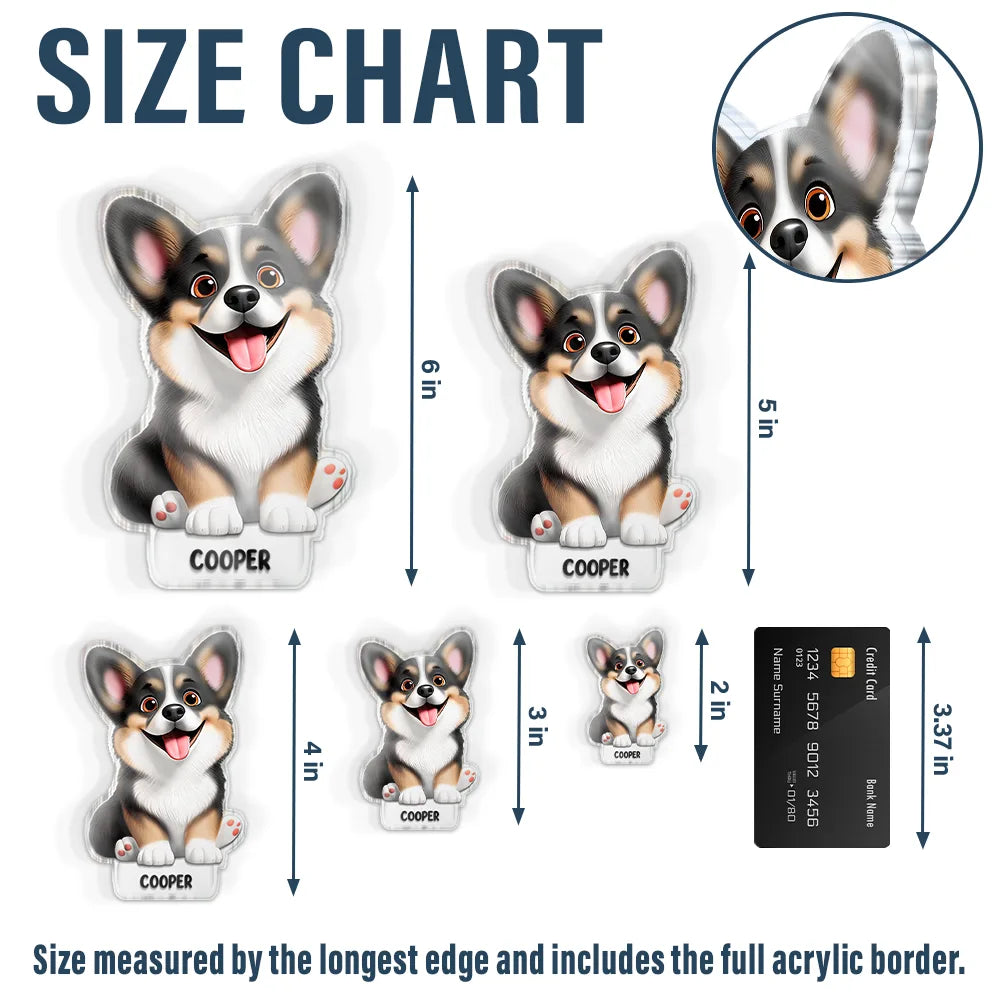 Pet Lovers, Cat Lovers, Dog Lovers, Non-Eng - Cute 3D Effect Dog And Cat With Name - Personalized Acrylic Fridge Magnet