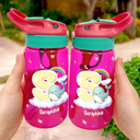 Back To School - Cute Animals with Letters - Personalized Kids Water Bottle With Straw