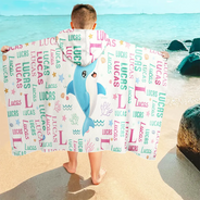 Gift For Kids,Gift For Grandkids,Happy - Cute Cartoon Animal - Personalized Hooded Beach Towel