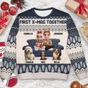 Gift For Couples, Dog Lovers, Family, Parents, Happy, Christmas - Cute Couple With Kids And Dogs 3D Effect - Personalized Unisex Ugly Sweater